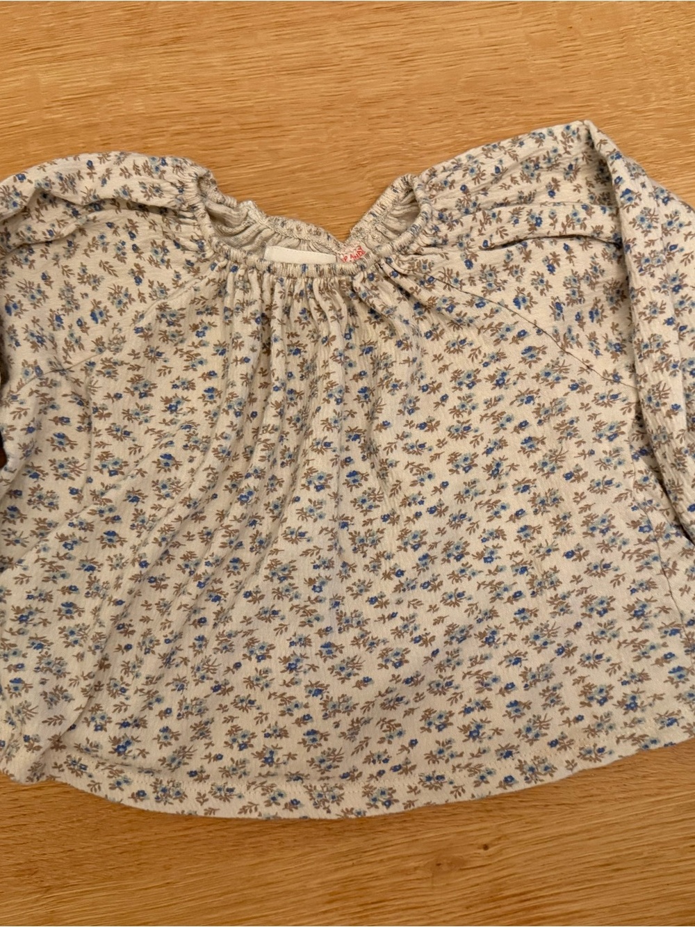 Zara Cream Blouse with Blue and Brown Floral Print